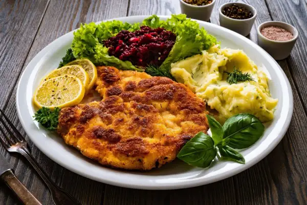 Idealny kotlet schabowy Magdy Gessler: złocisty, chrupiący, z puree, buraczkami i cytryną. Pycha!