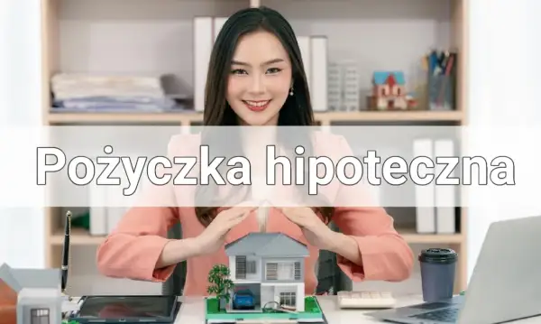 Kobieta chroni model domu, symbolizując bezpieczeństwo i marzenia o własnym lokum. Rozważ pożyczkę hipoteczną, by je zrealizować.