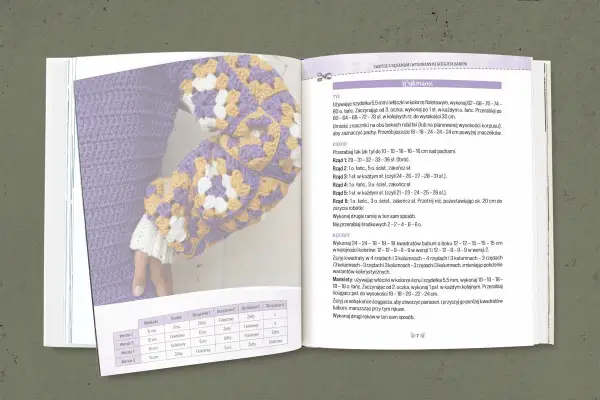 Najlepsza książka o szydełkowaniu: instrukcja wykonania swetra w stylu babuni, z kolorowymi kwadratami i rękawami.
