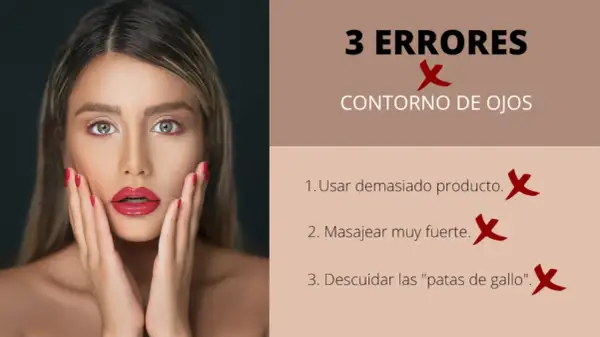 Una mujer con maquillaje resalta los errores comunes al usar contorno de ojos, para que sirve el contorno de ojos y cómo evitarlo.
