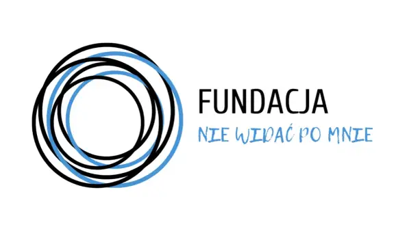 Logo Fundacji "Nie widać po mnie" z okręgami i napisem.