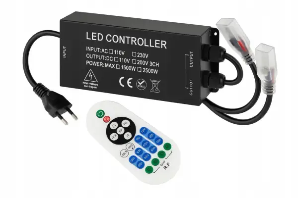 Sterownik LED z pilotem RF. Idealny, gdy zastanawiasz się, jaki zasilacz do żarówek LED 12V będzie najlepszy.