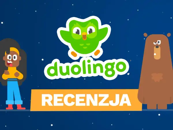 Sowa z Duolingo i jej przyjaciele zapraszają na recenzję aplikacji.