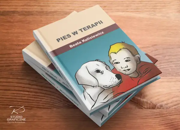 Okładka książki "Pies w terapii" z ilustracją chłopca i psa.