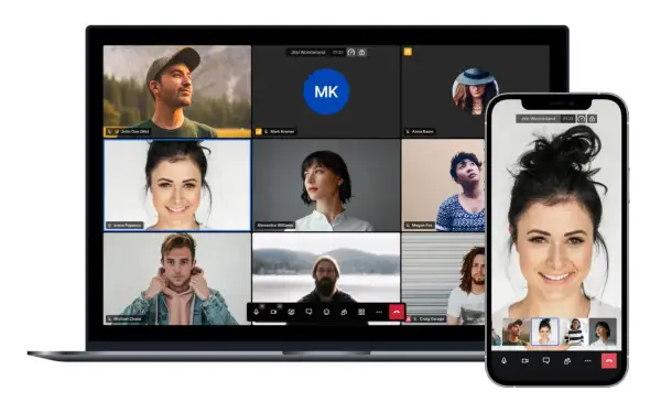Jitsi Meet cos'è? Una videochiamata di gruppo su laptop e smartphone, con partecipanti da tutto il mondo.