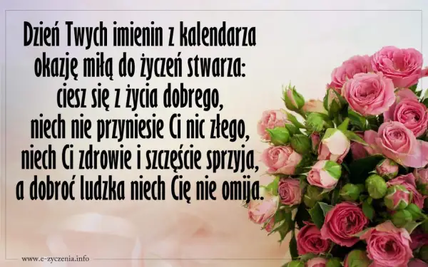 Bukiet róż na imieniny Czesława. Życzenia: ciesz się życiem, niech zdrowie i szczęście sprzyjają, a dobroć niech Cię nie omija.