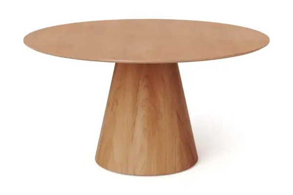 Runt bord i trä, 150 cm i diameter, perfekt för 6-8 personer. Ett stilrent och modernt tillskott till hemmet.