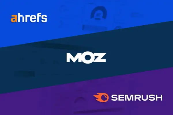 Logos de Ahrefs, Moz y Semrush, herramientas clave para el SEO.