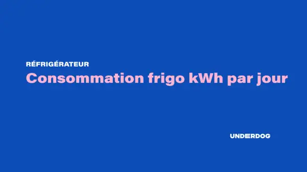 Graphique sur la consommation frigo kWh par jour. Le titre est en rose vif sur fond bleu.
