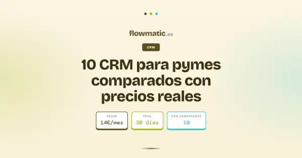 Comparativa de 10 programas de gestión de clientes (CRM) para pymes, con precios desde 14€/mes y 30 días de prueba.