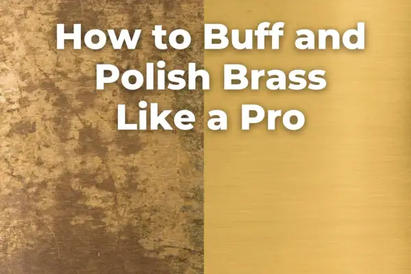 Learn how to polish brass to a brilliant shine. The image shows a before and after of tarnished brass being restored.
