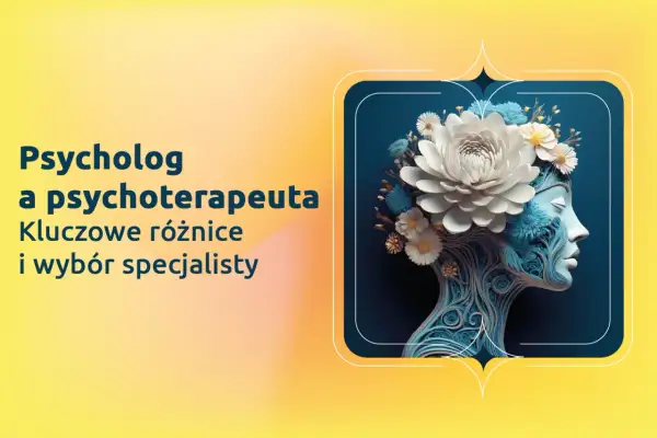 Psycholog a psychoterapeuta: kluczowe różnice i wybór specjalisty. Stylizowana głowa ozdobiona kwiatami symbolizuje drogę do zdrowia psychicznego.