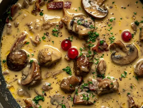 Krämig renskav med svamp och lingon. Ett klassiskt svenskt renskav recept som ser otroligt gott ut!