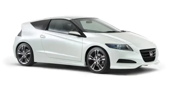 Biały sportowy Honda CRZ z przyciemnianymi szybami i felgami.