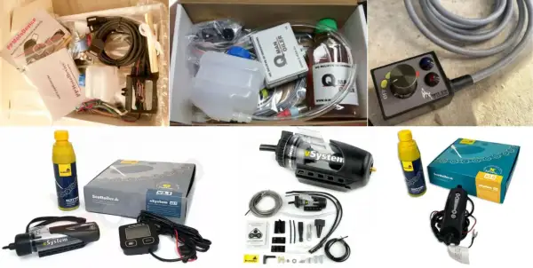 Zestawy do automatycznego smarowania łańcucha motocyklowego: Scottoiler, Q-Man Oiler, eSystem.