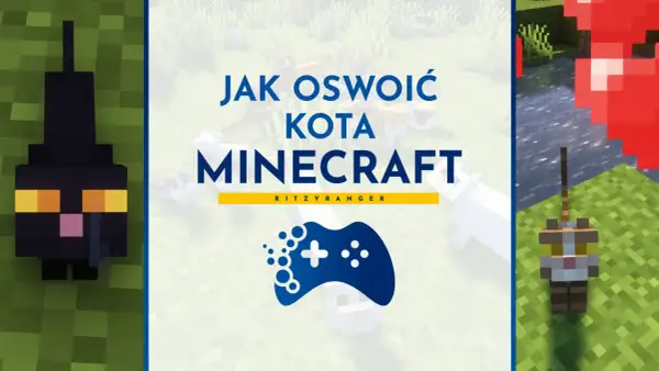 Jak oswoić kota w Minecraft? Czarny kot i rudy kot z gry Minecraft na tle trawy i wody.
