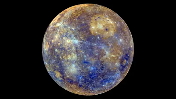 Merkurius, den minsta planeten, med sina kratrar och färgrika yta. Här är fakta om Merkurius.