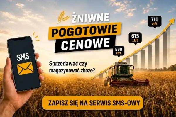 Wawrzyniak Zbiersk oferuje serwis SMS z cenami zbóż. Zobacz, czy sprzedawać, czy magazynować. Zapisz się!