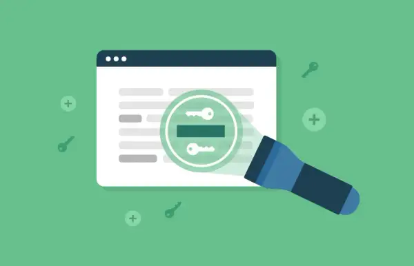 Linterna ilumina pantalla con llaves, simulando cómo Ubersuggest que es y encuentra palabras clave para SEO.