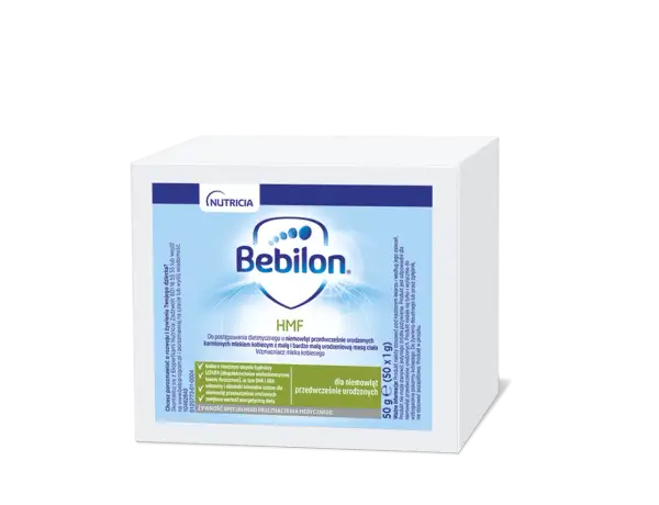 Bebilon HMF, wzmacniacz mleka kobiecego dla niemowląt. Produkt w proszku.