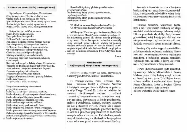 Litania do Matki Bożej Jasnogórskiej, modlitwa o wierność i obronę narodu.