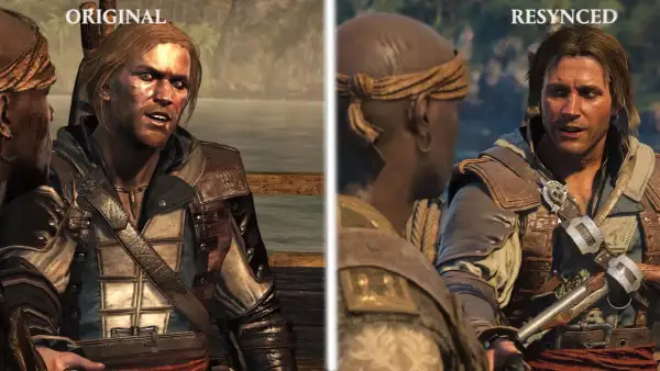 Porównanie grafiki "Original" i "Resynced" z gry. Zobacz, co to remaster i jak poprawia detale postaci.