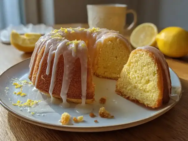 Puszysta babka cytrynowa na oleju Ewy Wachowicz, polana lukrem i posypana skórką cytrynową. Idealna na popołudniową herbatę.