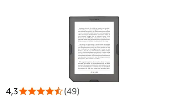 Liseuse électronique affichant un extrait de roman. Le texte évoque des sentiments profonds et la fragilité de la vie, comme sur du papier électronique.