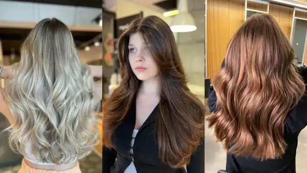 Trzy kobiety prezentują efektowne cieniowanie włosów: blond, brąz i rudy.