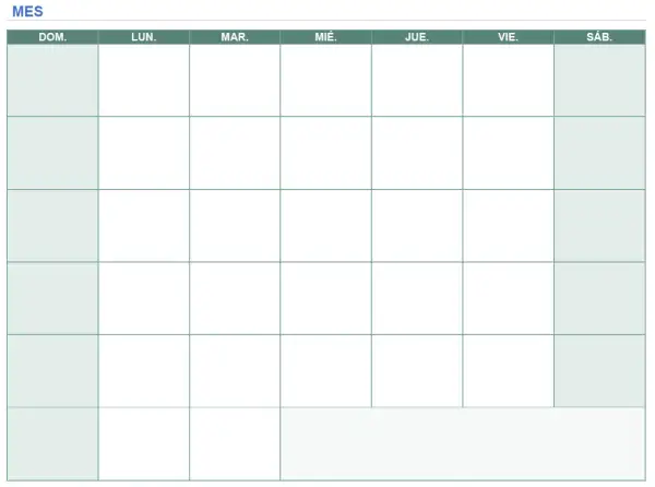 Plantilla de calendario vacía para planificar el mes de diciembre y enero.