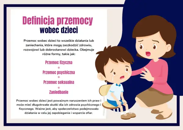 Smutny chłopiec płacze, a kobieta kładzie mu rękę na ramieniu. Obraz ilustruje przemoc psychiczną wobec dzieci.