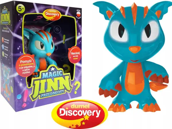 Niebieski stworek z pomarańczowymi akcentami, Magic Jinn od Dumel Discovery, gotowy do odgadywania myśli.