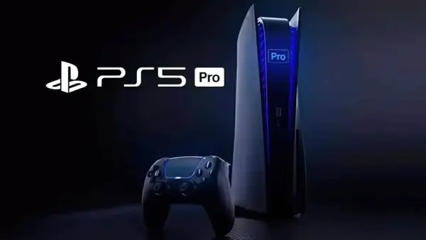 Konsola PS5 Pro i kontroler na ciemnym tle. Zastanawiasz się, ile fps ma PS5? Ta wersja Pro zapewni płynność!