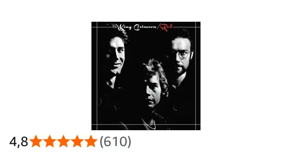 Copertina dell'album King Crimson / Red, con i volti dei musicisti in primo piano.
