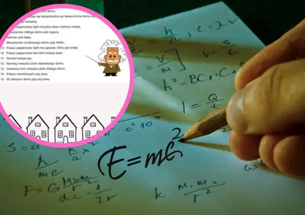 Rysunek Einsteina i wzory matematyczne na kartce papieru.
