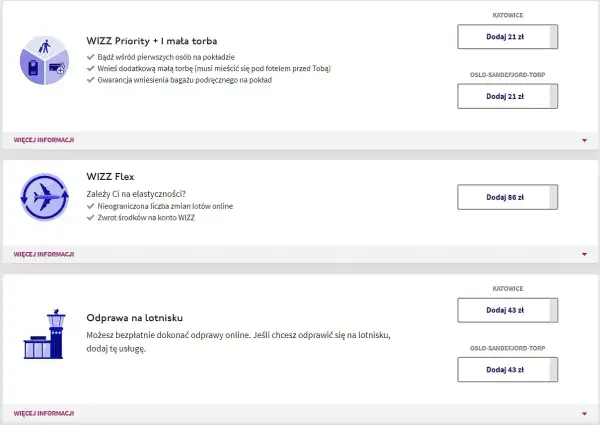 Wizzair przebukowanie biletu: opcje WIZZ Priority, WIZZ Flex i odprawa na lotnisku. Wybierz dodatki do swojej podróży.