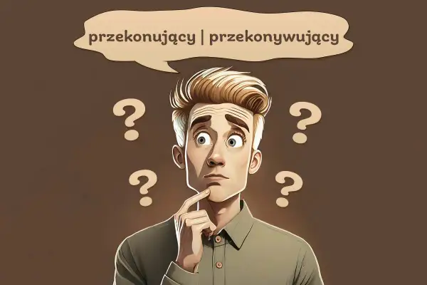 Zastanawia się, czy jego argument jest przekonujący, czy przekonywujący. Wokół niego unoszą się znaki zapytania.