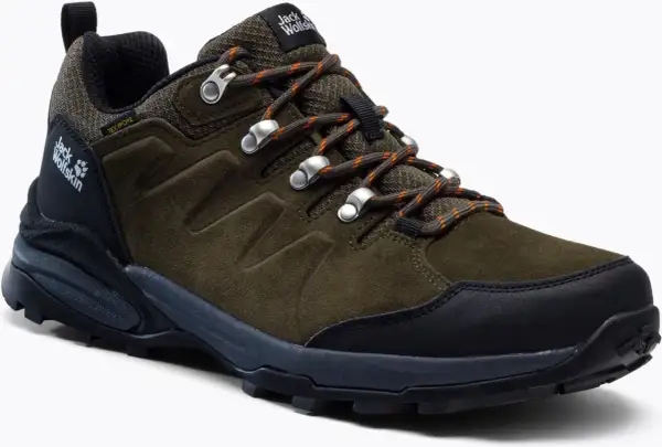 Buty trekkingowe Jack Wolfskin, znanej firmy z odzieżą outdoorową, w kolorze oliwkowym.