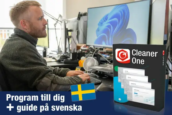 Man rensar datorn med programmet Cleaner One. Svensk guide medföljer.