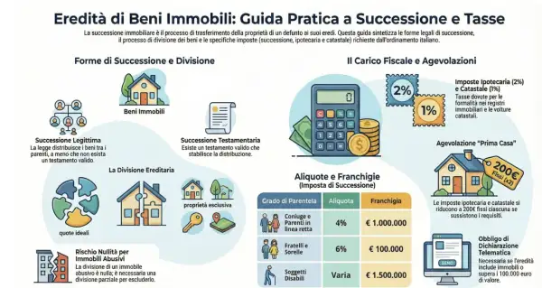 Guida alla gestione dell'eredità casa genitore deceduto: forme di successione, tasse e agevolazioni. Illustra imposte, aliquote e franchigie.