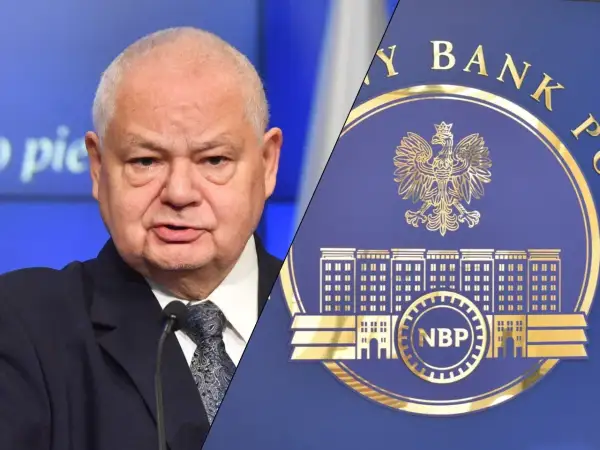 Prezes NBP Adam Glapiński i godło NBP. Dyskusja o stopie lombardowej NBP.