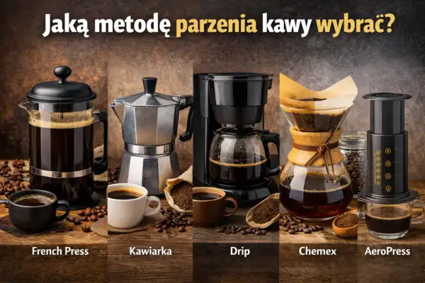 Różne sposoby parzenia kawy: French Press, kawiarka, drip, Chemex, AeroPress. Wybierz swój ulubiony!