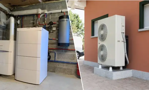 Comparaison entre une chaudière et une pompe à chaleur extérieure, deux solutions pour chauffer votre maison.