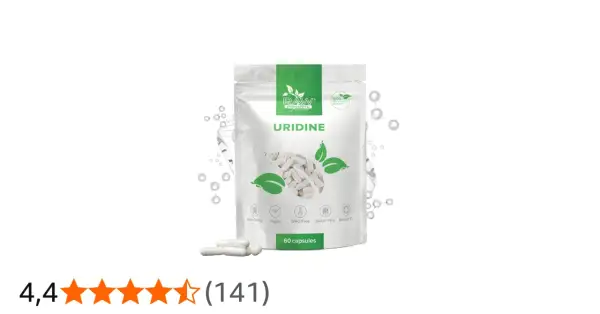 Verpackung mit Uridin-Kapseln. Viele positive uridinmonophosphat erfahrungen werden durch dieses Produkt bestätigt. 60 Kapseln, vegan, glutenfrei.