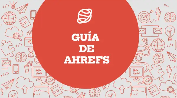 Guía de Ahrefs con iconos de SEO y desarrollo web.