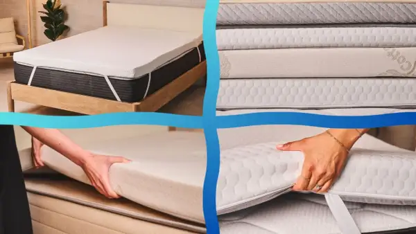 Yes, you can put a topper on a memory foam mattress. The image shows a topper being placed on a mattress.