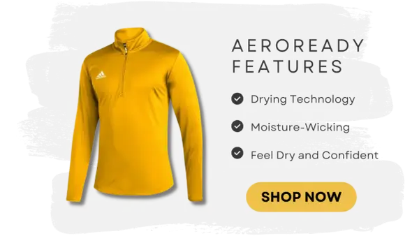 Żółty dres adidas z technologią AEROREADY. Szybko schnie i odprowadza wilgoć, zapewniając komfort.