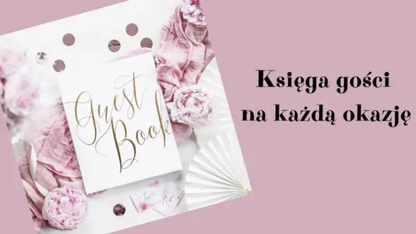 Elegancka księga gości na każdą okazję, ozdobiona piwoniami i różową tkaniną. Idealna alternatywa dla tradycyjnej księgi gości.