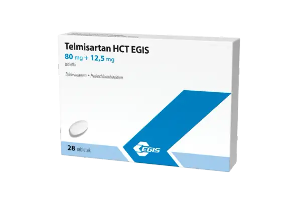 Opakowanie leku Telmisartan HCT EGIS 80 mg + 12,5 mg, 28 tabletek. Telmisartan egis wycofany.