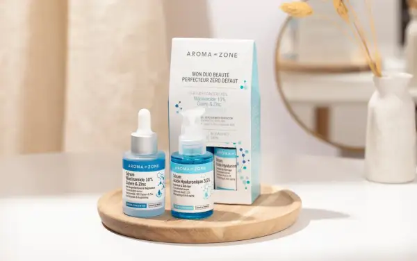 Sérums Aroma-Zone : Niacinamide 10% Cuivre & Zinc et Acide Hyaluronique 3,5%. Peut-on mélanger acide glycolique et acide hyaluronique ?